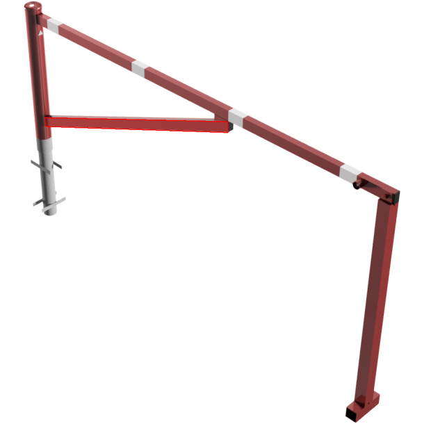Swing barrier | for casting in concrete, hot-dip galvanized and red coated with white reflecting rings | clear width: 2500 mm | with triangular lock